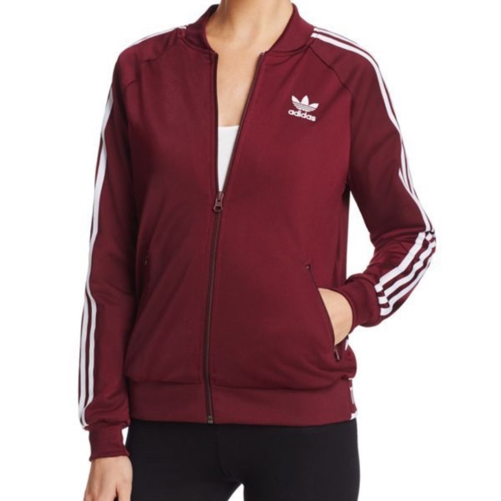 Burgundy adidas jacket